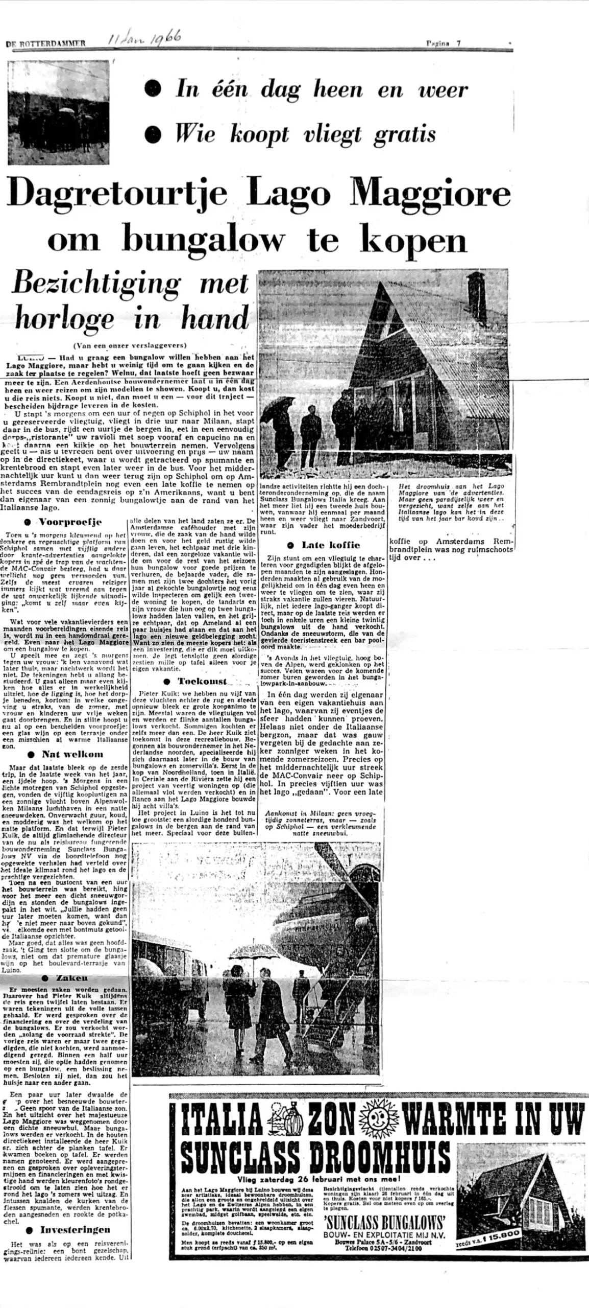 Historischer Zeitungsartikel von 1966 über das Villaggio Olandese
